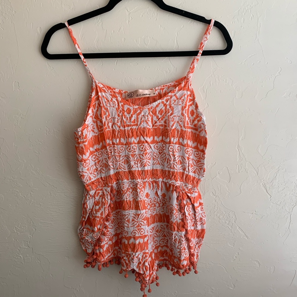 Coral and White Romper